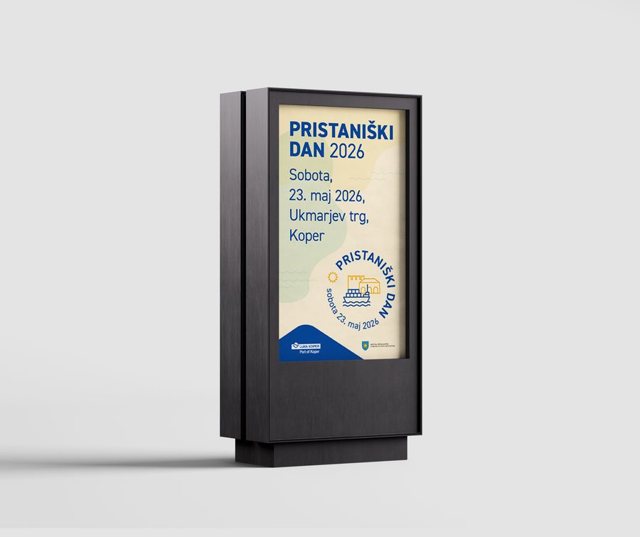 Digitalni totem z oglasom Pristaniški dan 2026
