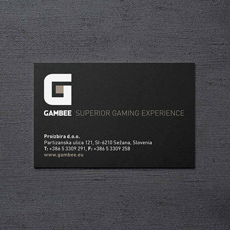 Vizitka Gambee, temna podoba z logotipom